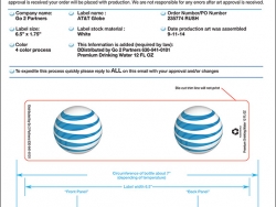 AT&T Custom Bottled Water Label - 6.5x1.75 - 10 oz Bottled Water