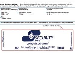 Template for 16.9 oz Bottled Water Label - Security Bank