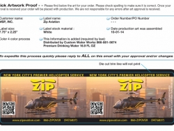 Zip Aviation Custom Bottled Water Label