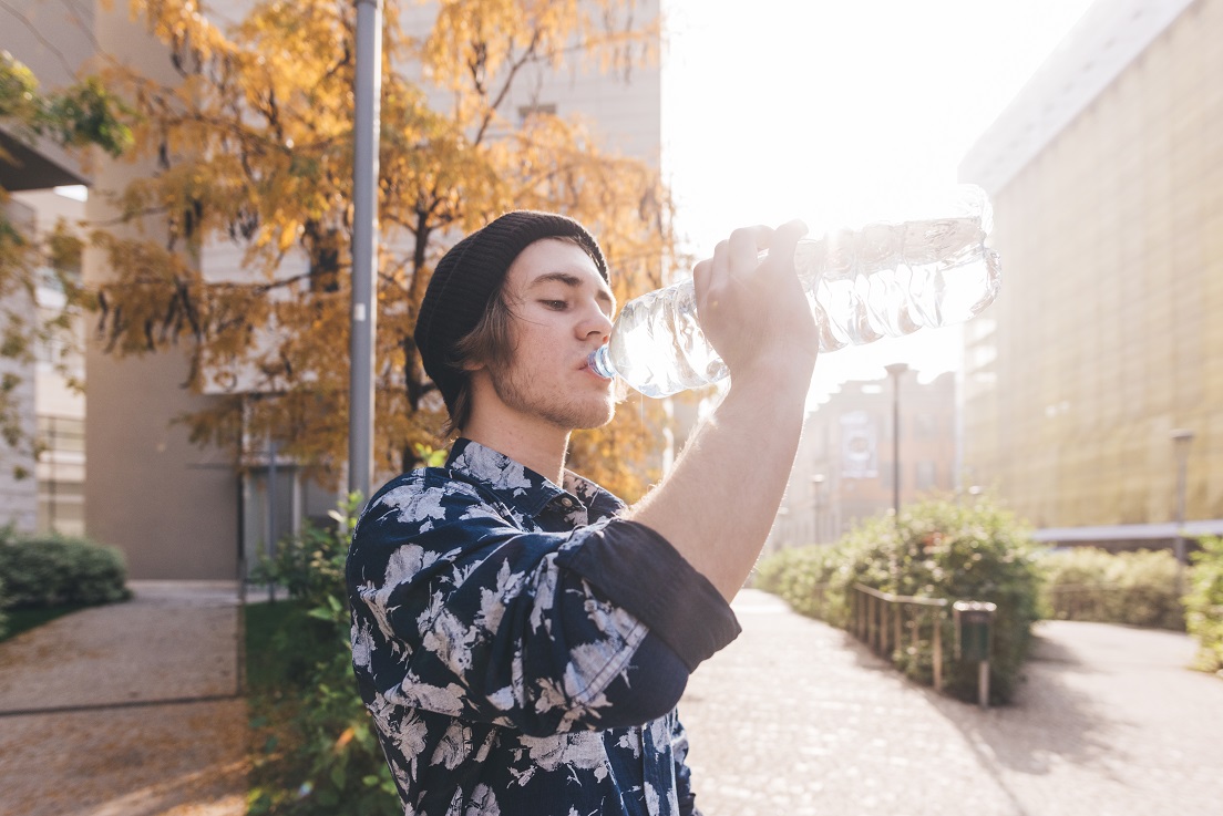 Drinking bottled water