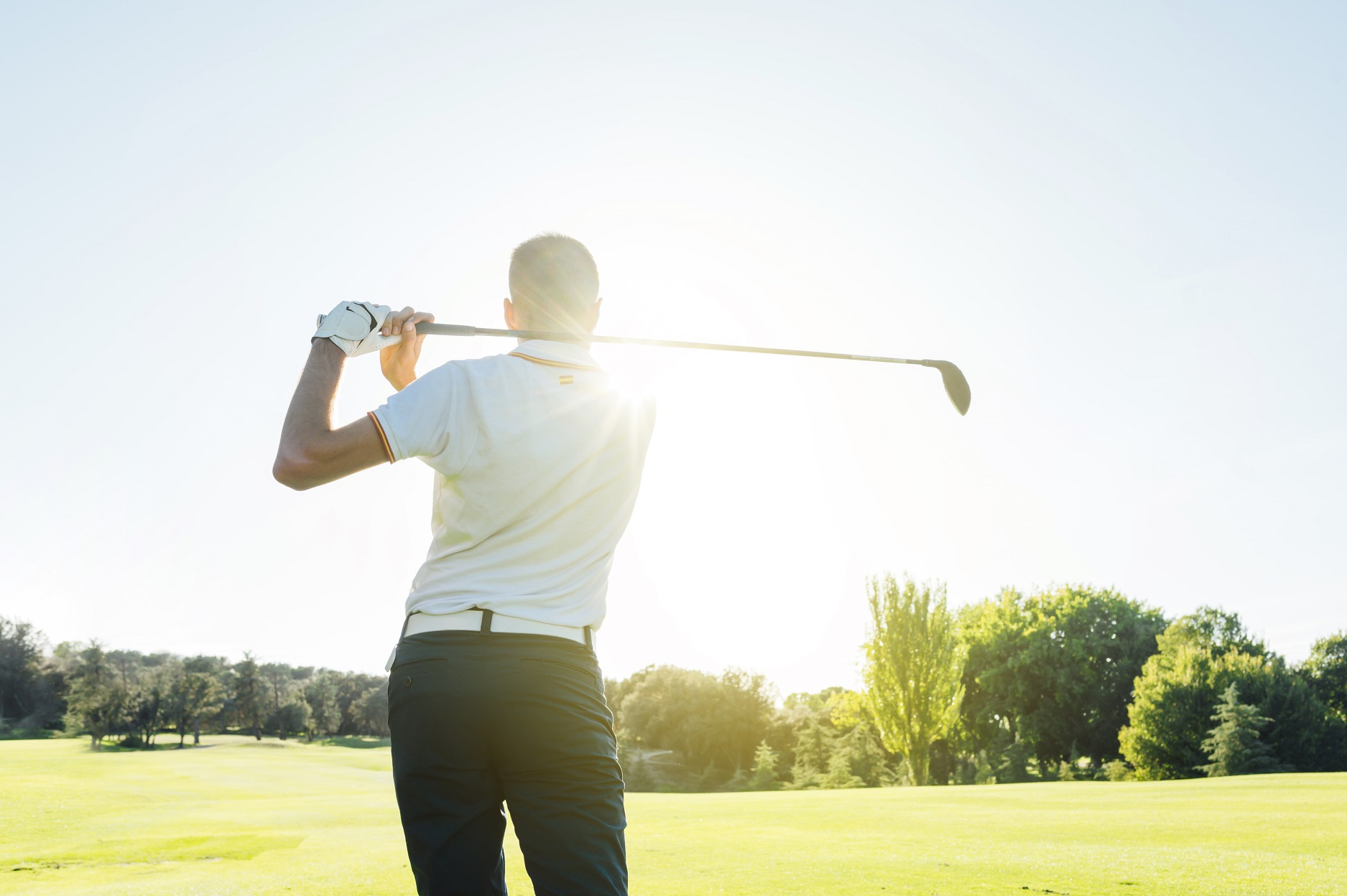A golfer in action